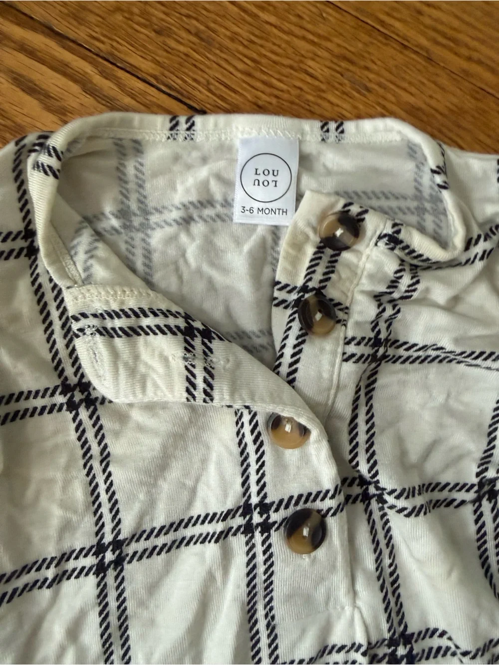 Lou Lou & Company White and Black Plaid Kids Pajama Set - Size 3-6 Months